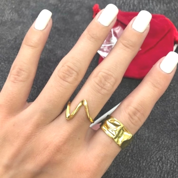 NEW Wide Hammered Gold-Plated Adujstable Band Ring - Picture 2 of 12